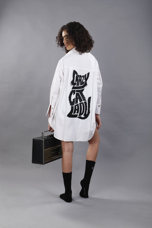 Wild Cat Just Billi White Designer Shirt