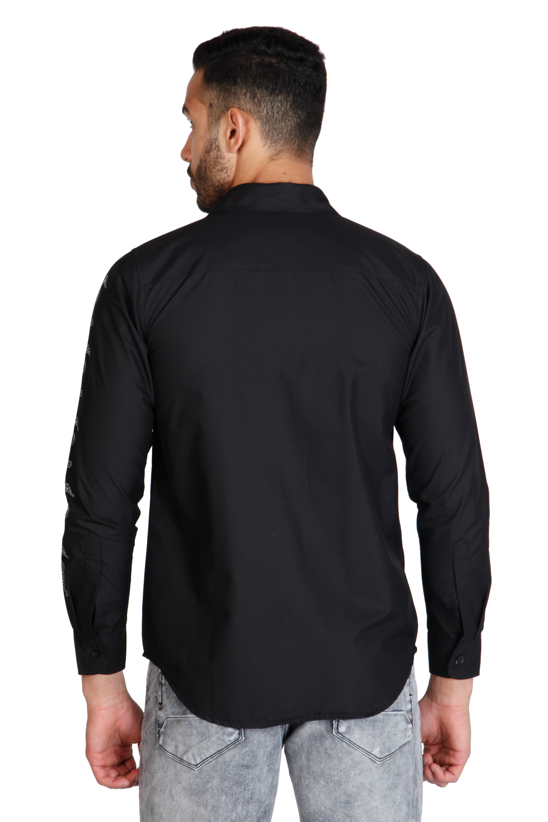 Black pure cotton printed designer men's shirt by JUST BILLI