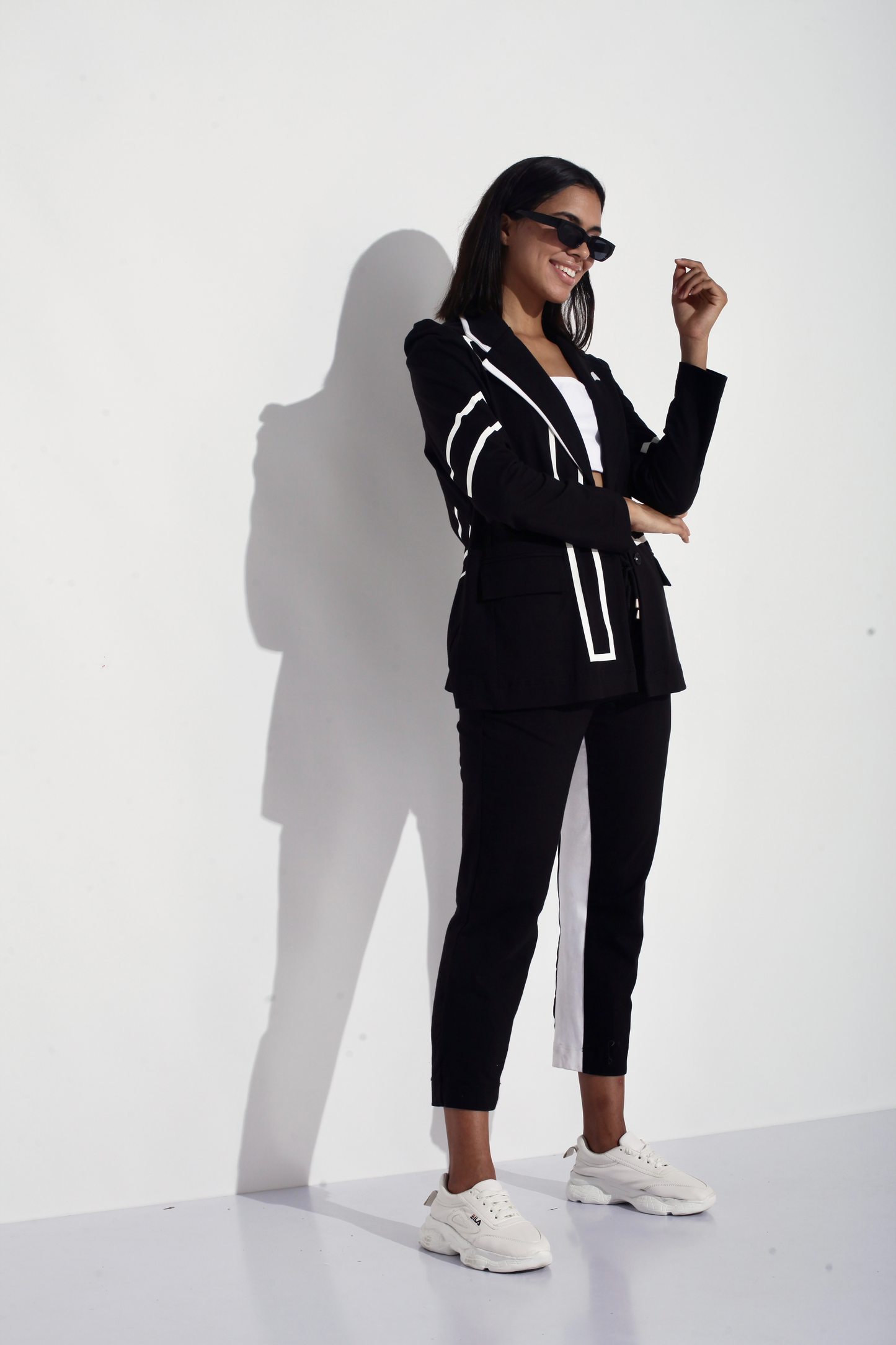 Black pant suit for evening wear. womens wear designer pant suit by Just Billi
