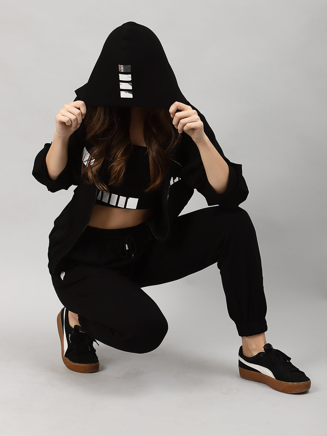 Just Billi Luxury Athleisure Women's Wear , coord set three piece set including jacket, croptop and pants