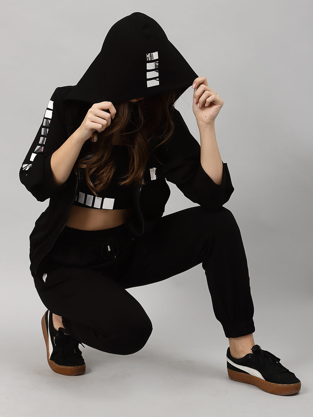 Just Billi Luxury Athleisure Women's Wear , coord set three piece set including jacket, croptop and pants