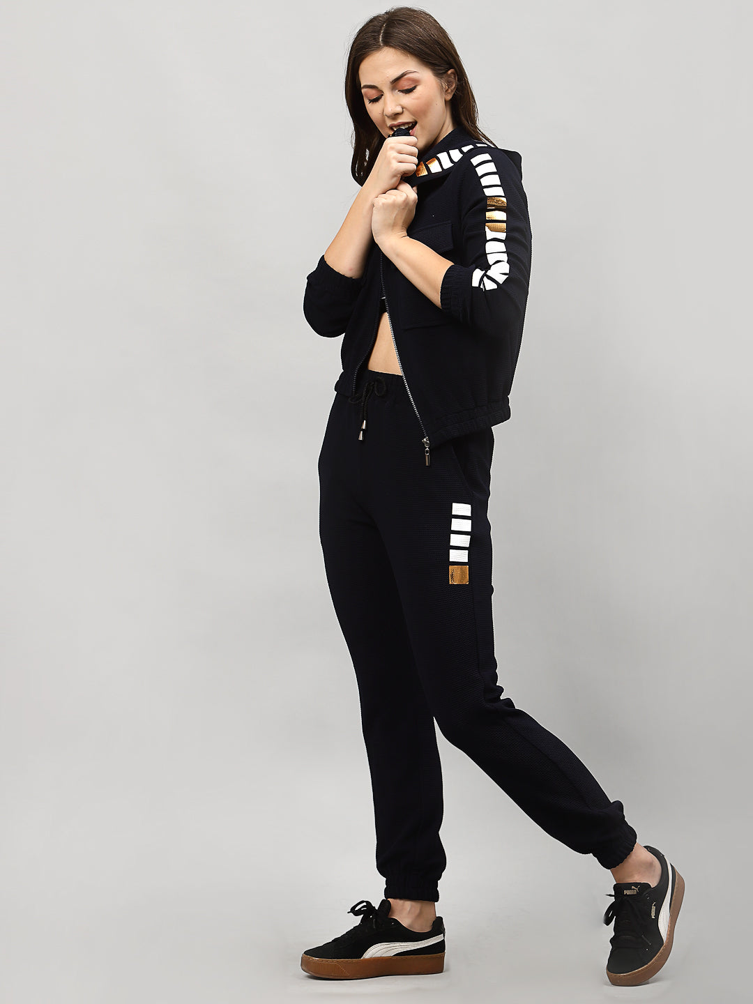 Just Billi Luxury Athleisure Women's Wear , coord set three piece set including jacket, croptop and pants