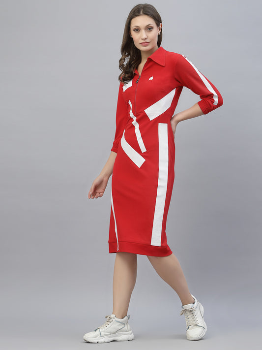 Red Sporty chic designer dress by Just Billi, Luxury athleisure wear designer Just Billi