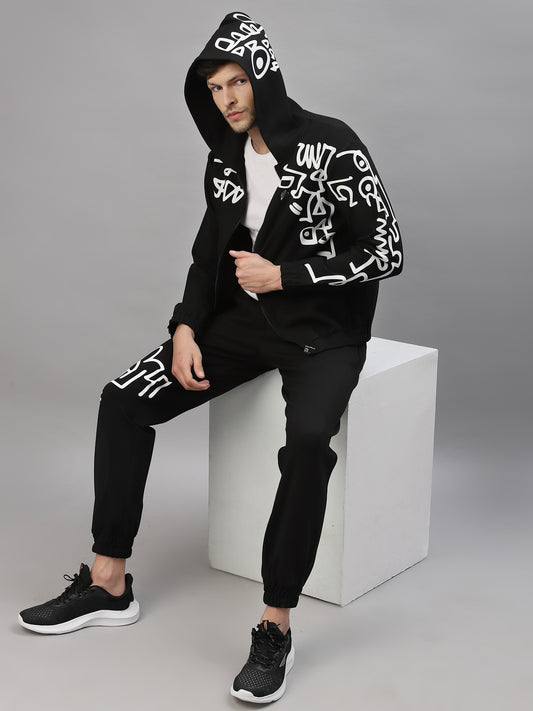 Black hoodie co-ord set for him by Just Billi, designer Luxury athleisure wear