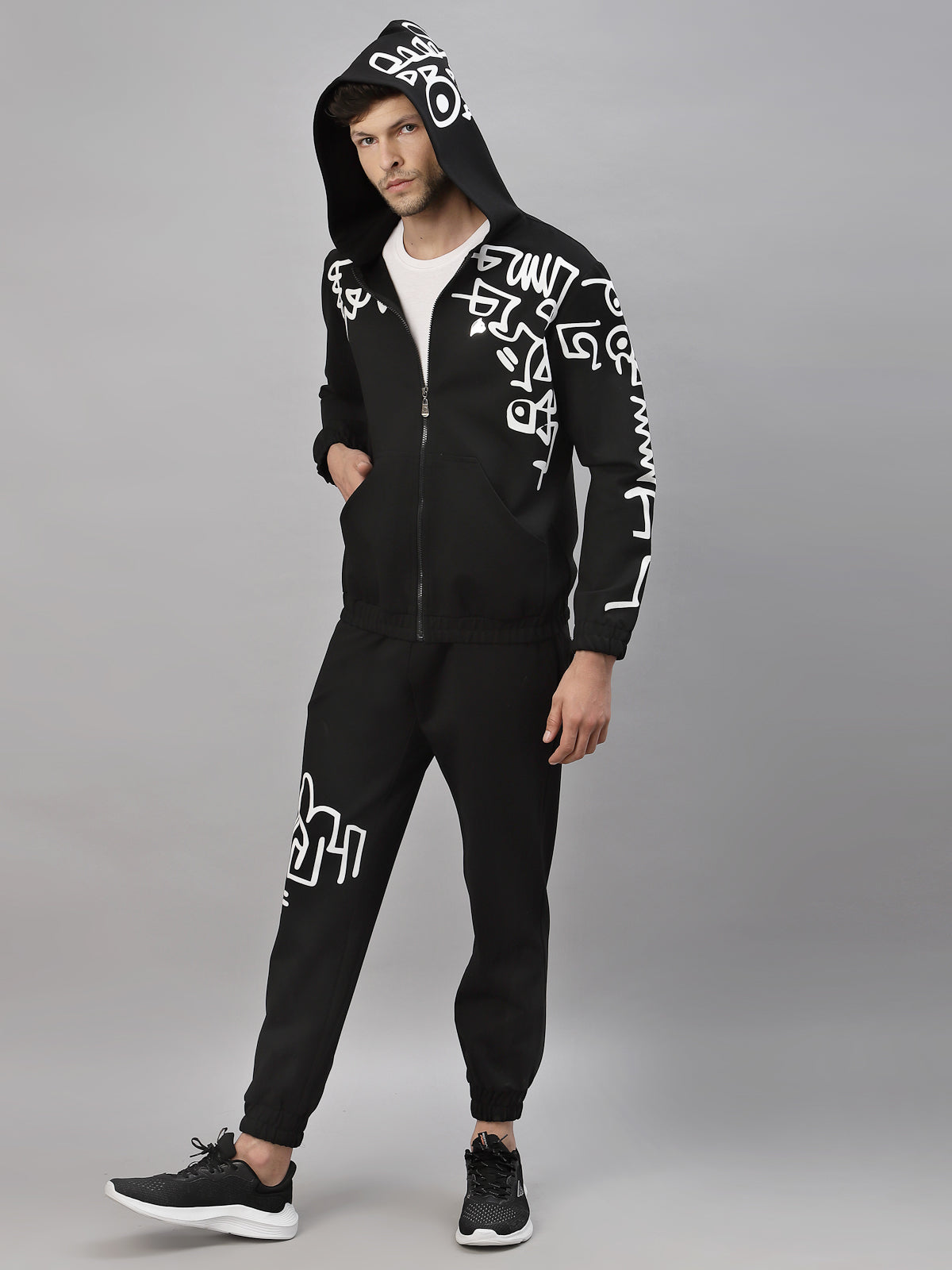 Black hoodie co-ord set for him by Just Billi, designer Luxury athleisure wear