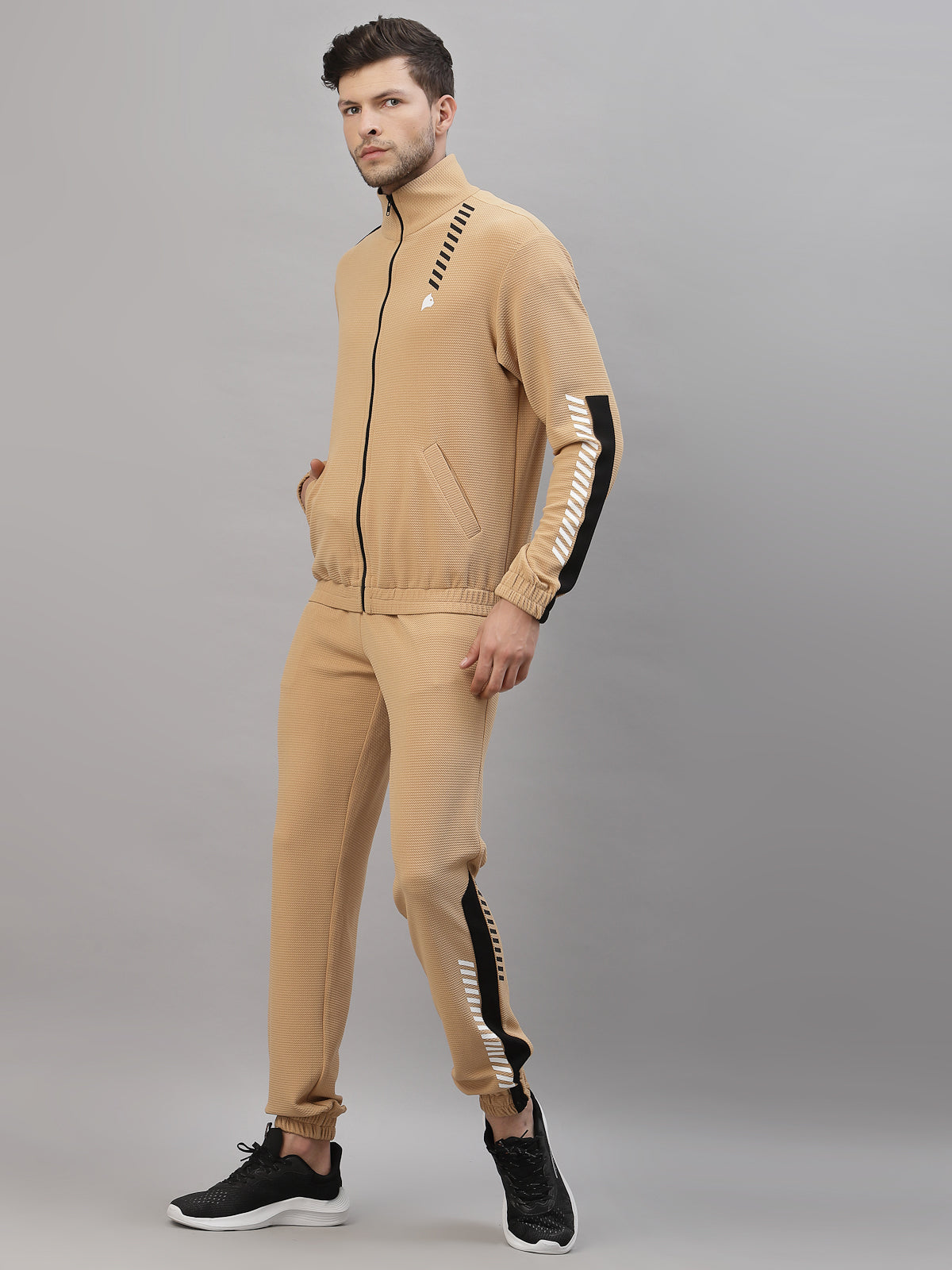 Just Billi men's co-ord ser camel colour, luxury athleisure wear for men, airport look by JUST BILLI