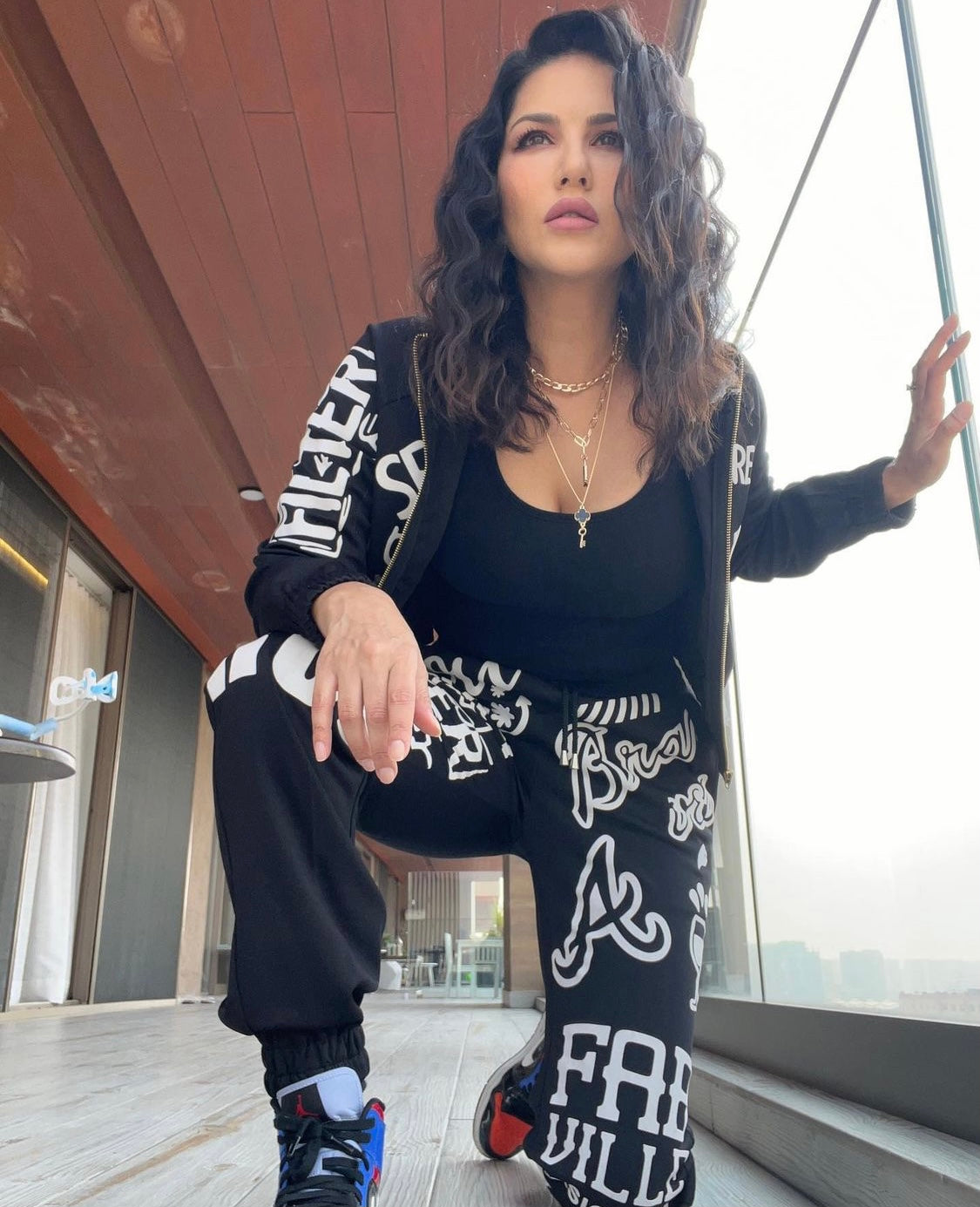 Best Designer Athleisure Wear, Black hoodie set JUST BILLI