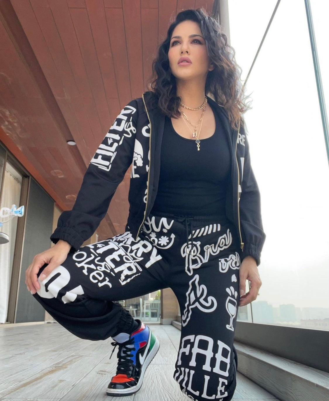 Best Designer Athleisure Wear, Black hoodie set JUST BILLI