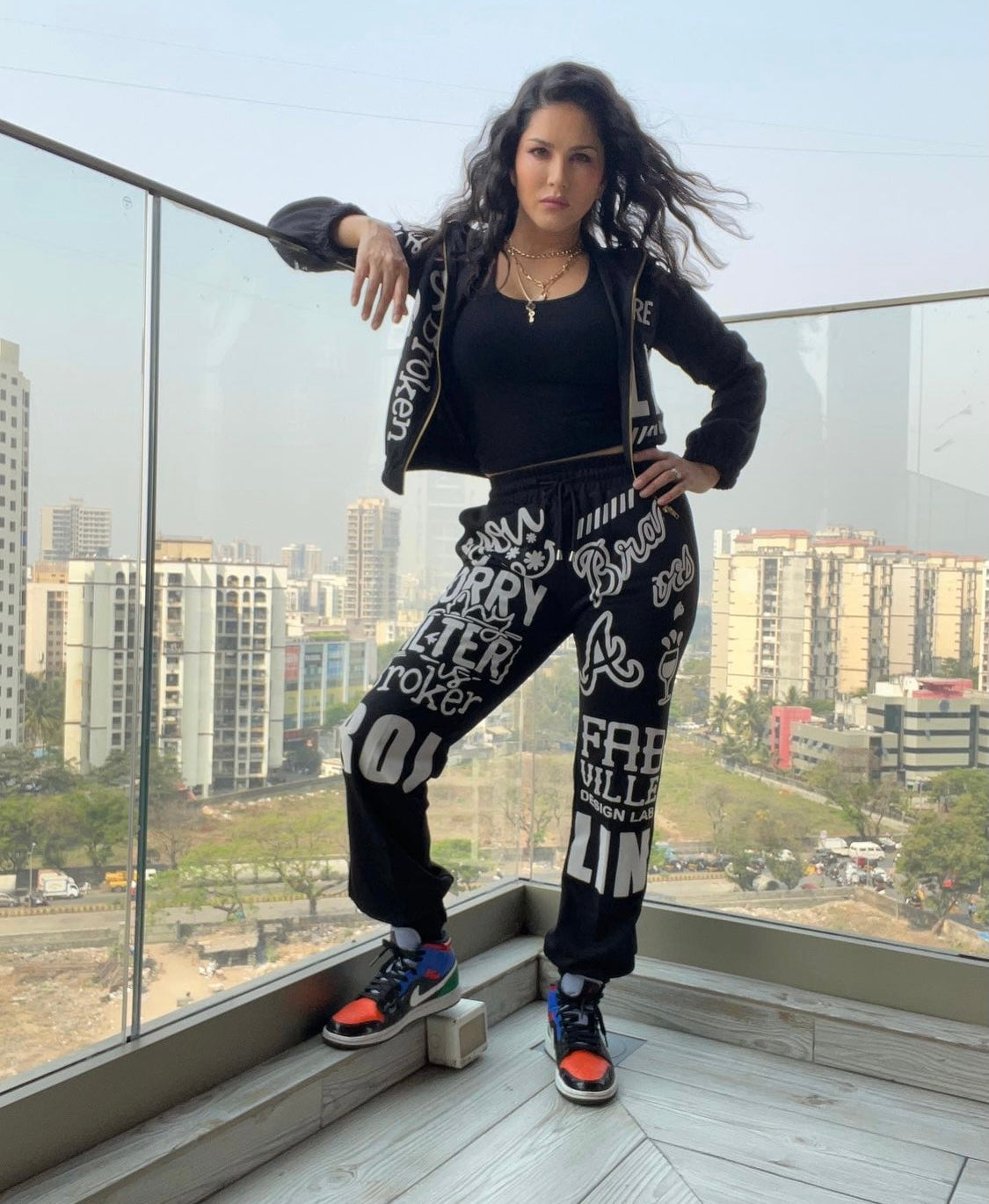 Best Designer Athleisure Wear, Black hoodie set JUST BILLI