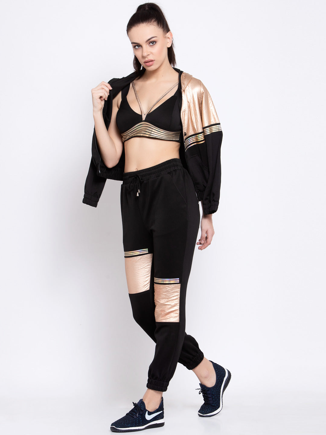 Party Metallic Jacket, Crop Top & Tracks