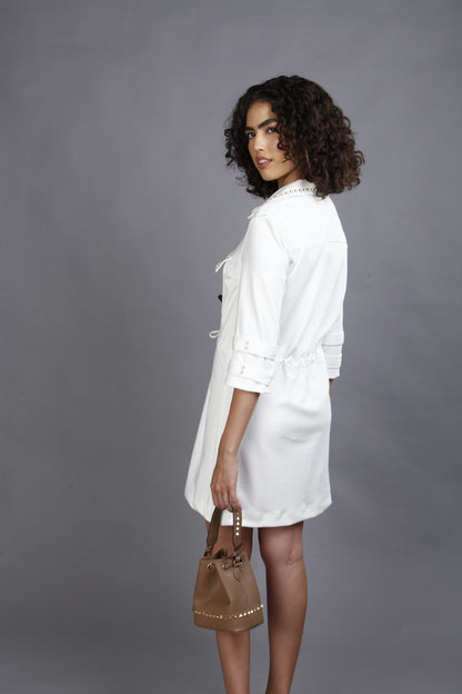 Shop Just Billi best atheleisure wear brand in India - white dress with studs