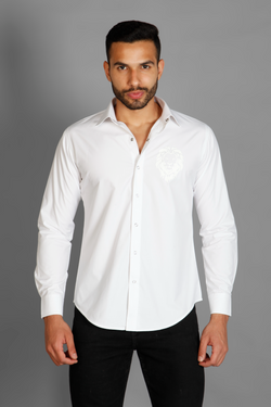 Lion motiff White Men's printed cotton shirt by Just Billi