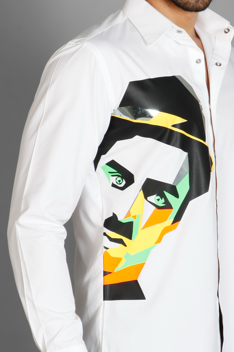 Designer Just Billi Men's cotton print white shirt