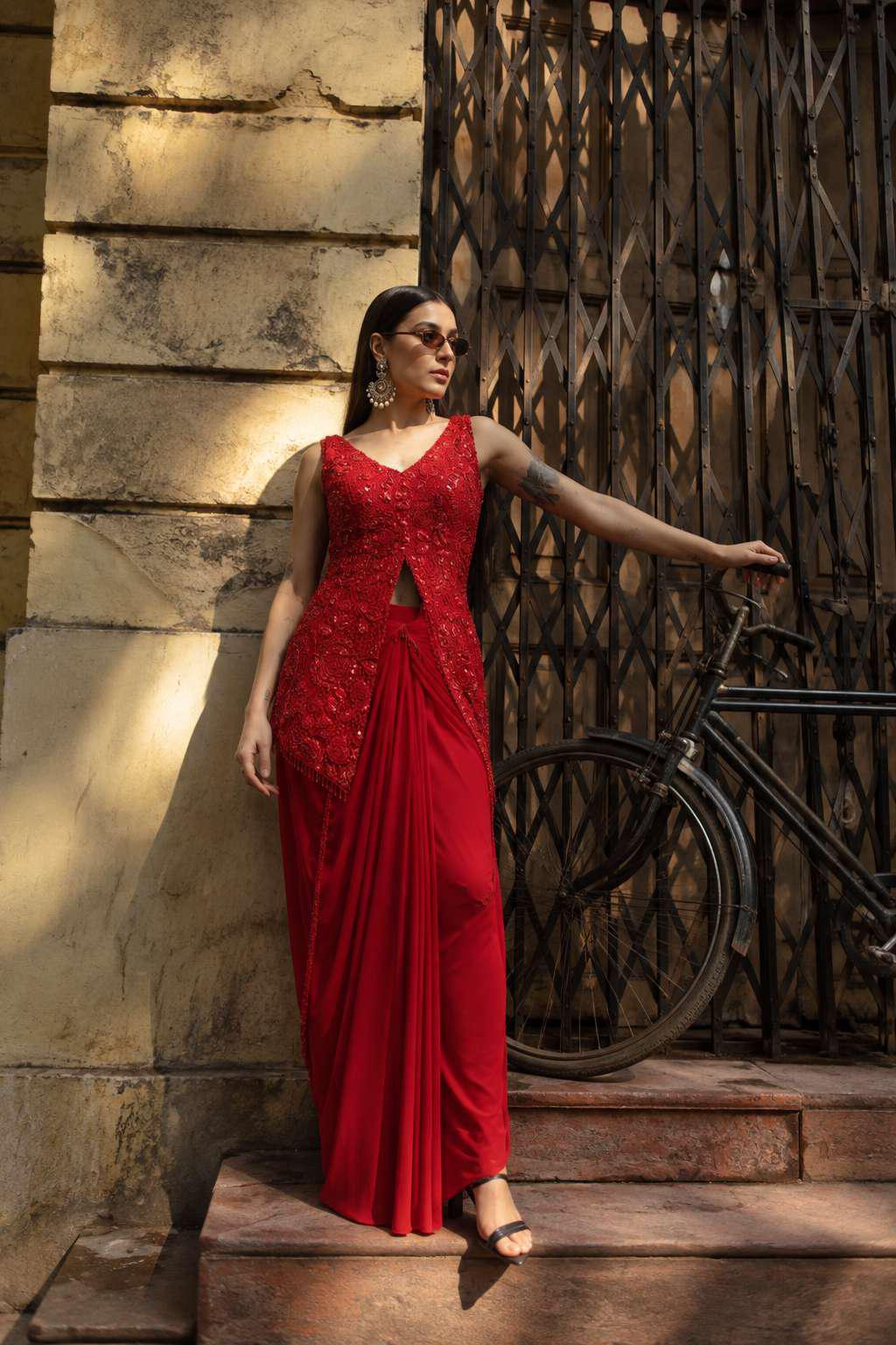 Laal Rani Draped Saree Set