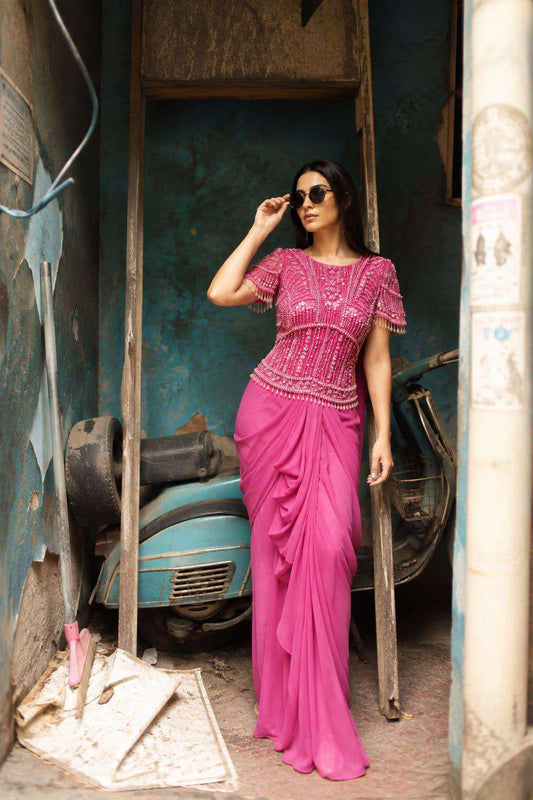 Gulabi Jashn Draped Saree