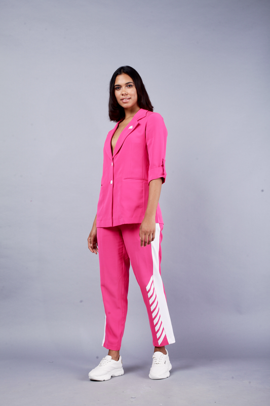 Just Billi Funky Pink pant suit, athleisure wear designer, Shop designer dresses delhi