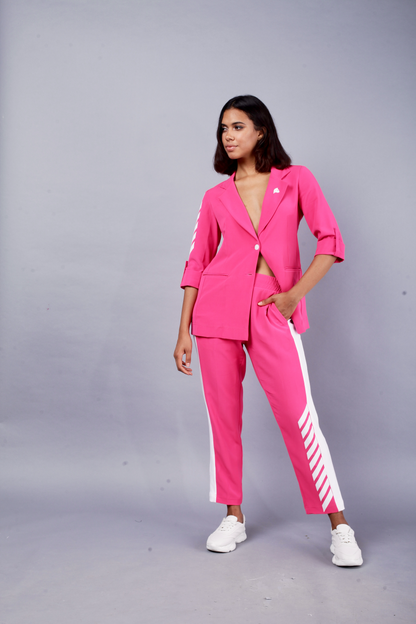 Just Billi Funky Pink pant suit, athleisure wear designer, Shop designer dresses delhi