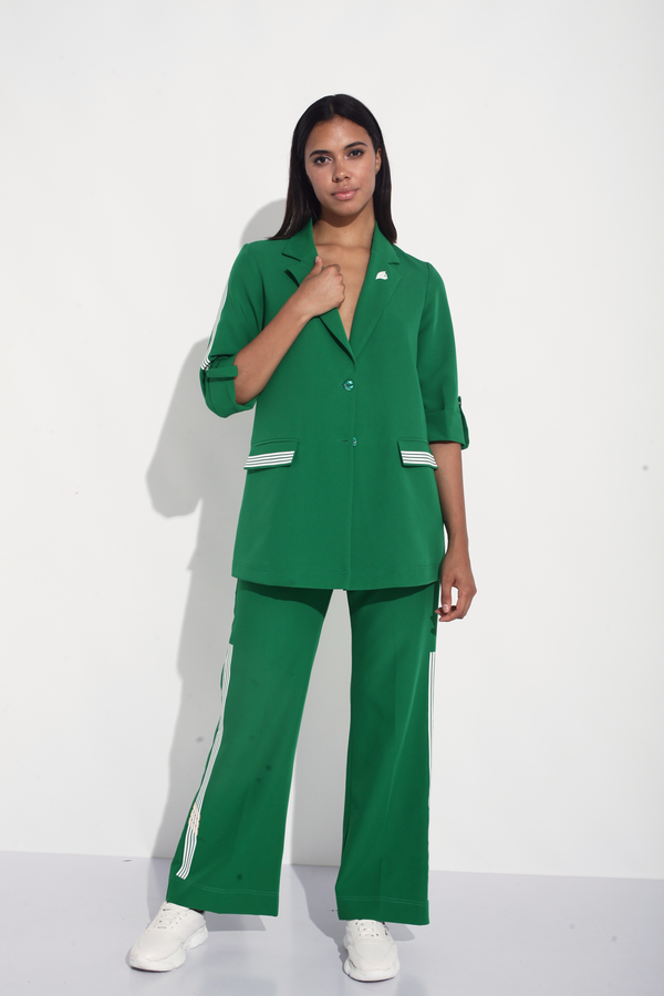 Emerald green pant suit by Just Billi, Best womens wear statement outfits online