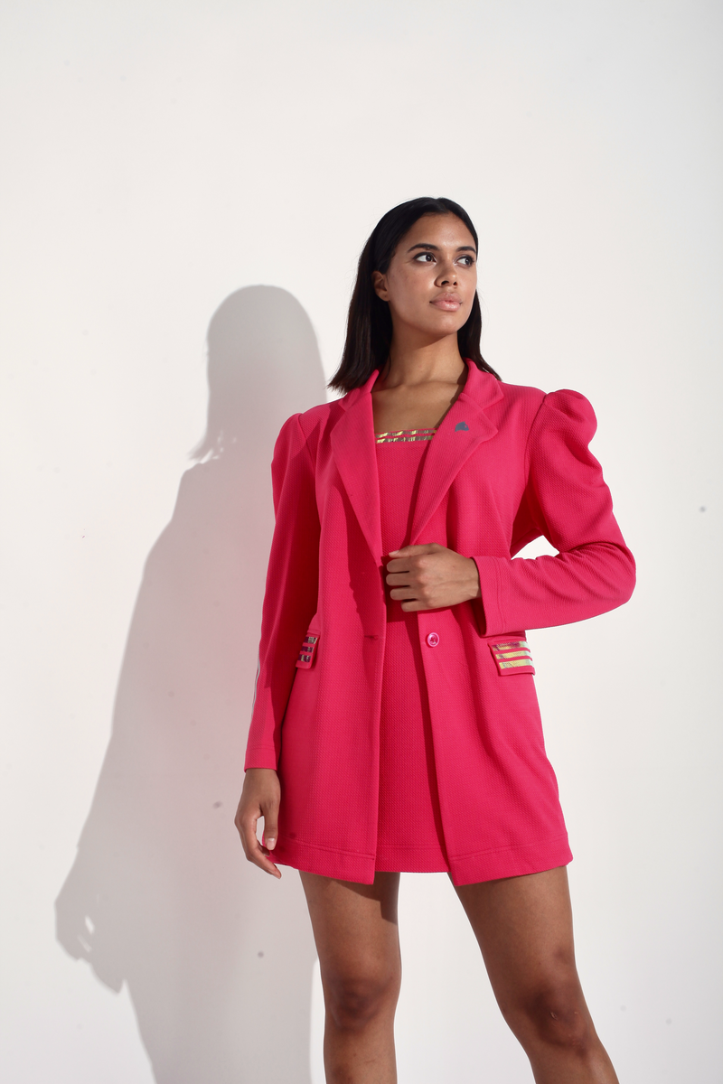 Neon pink 2025 blazer dress