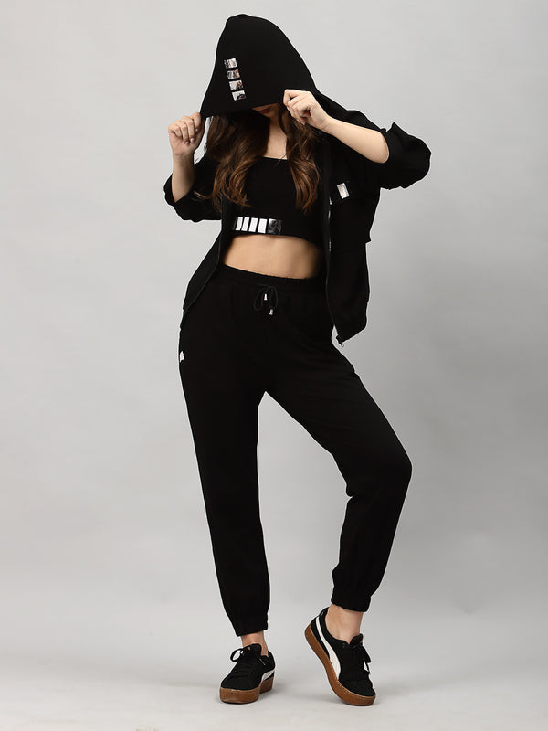Just Billi Luxury Athleisure Women's Wear , coord set three piece set including jacket, croptop and pants