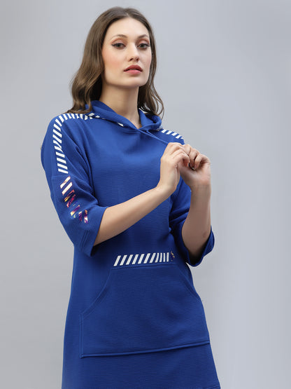 Blue hoodie dress, best athleisure wear brand JUST BILLI