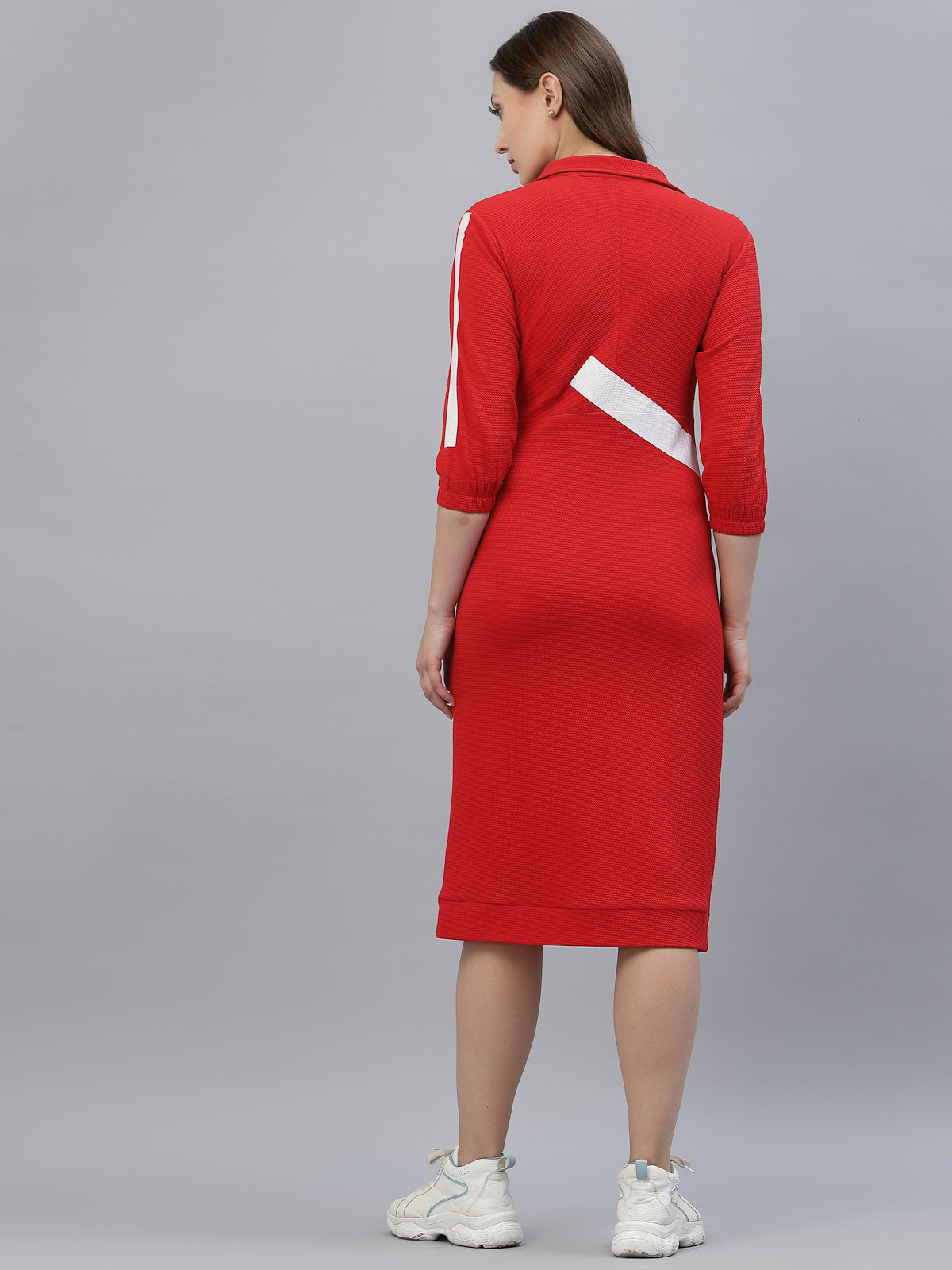 Red Sporty chic designer dress by Just Billi, Luxury athleisure wear designer Just Billi