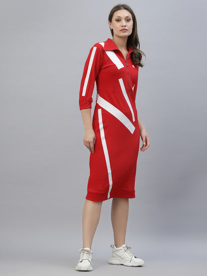 Red Sporty chic designer dress by Just Billi, Luxury athleisure wear designer Just Billi