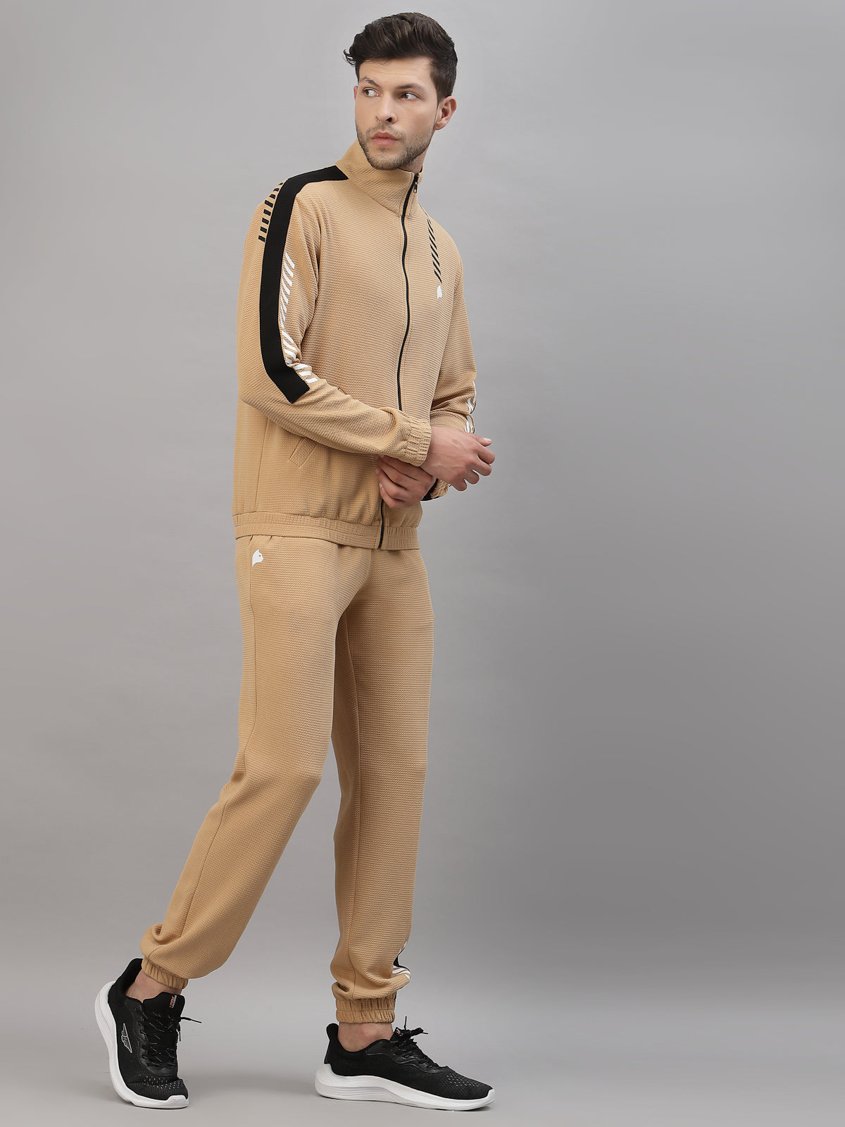 Just Billi men's co-ord ser camel colour, luxury athleisure wear for men, airport look by JUST BILLI