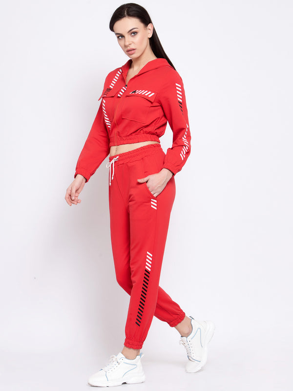 Red hoodie co-ord set by Just Billi, Luxury athleisure wear, best designer track suit set