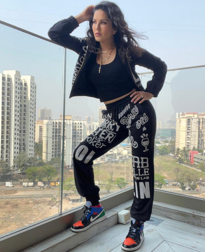 Best Designer Athleisure Wear, Black hoodie set JUST BILLI